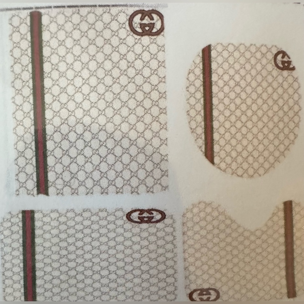 Elegant Patterned Shower Curtain Set - Cream and Brown - Picture 4 of 7